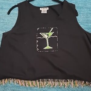 Stylish Mango Bay Black Beaded Fringe Top